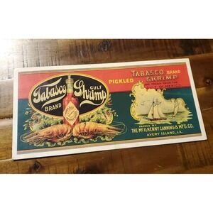 Postcard: Avery Island LA Tabasco Brand Gulf Pickled Shrimp 11.75 x5.5 inch